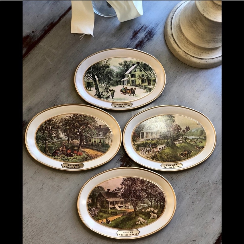 Vintage Currier and Ives Seasons Tins 1868